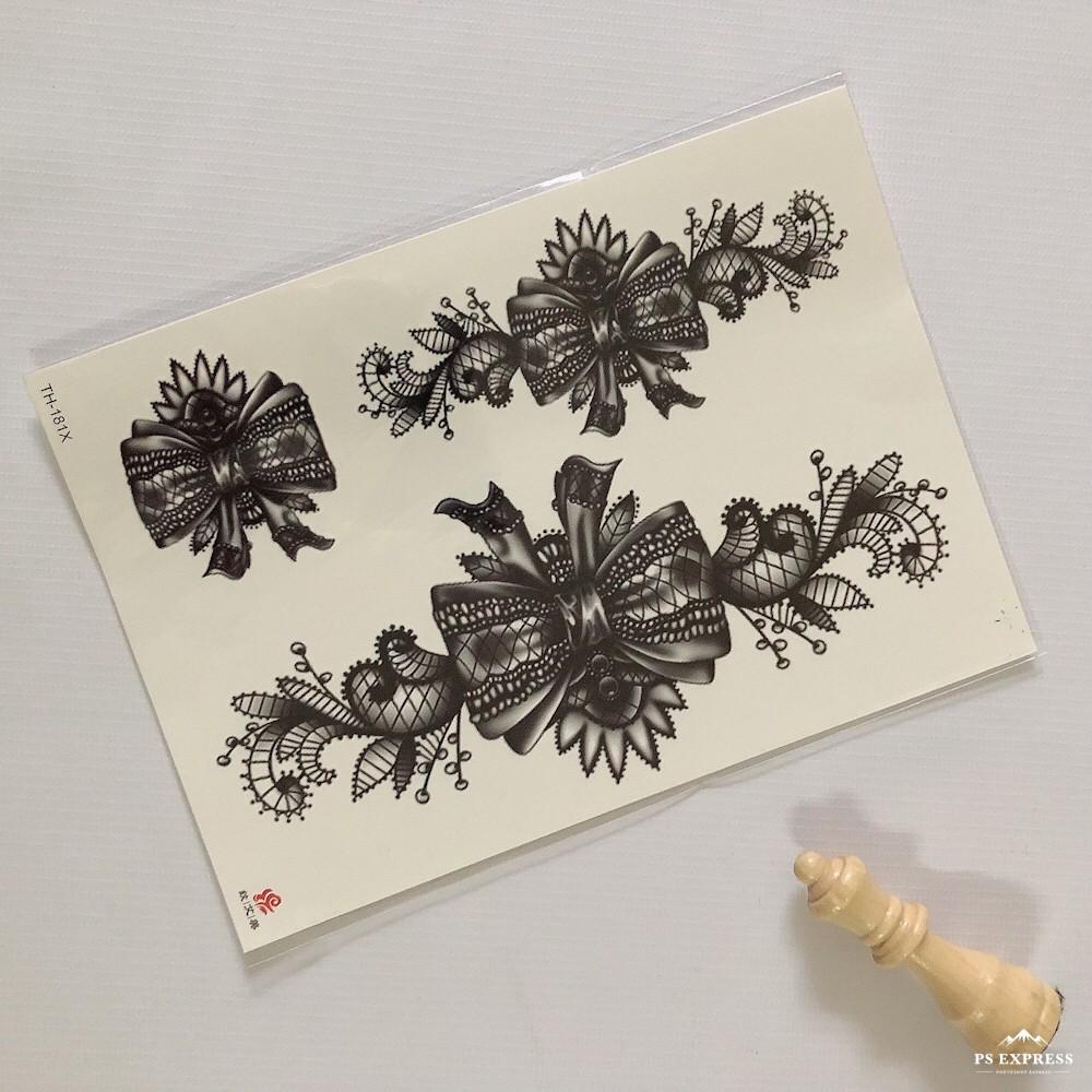 Hình xăm dán hoa ren 15x21cm, 10X6cm+ mua 5 tặng 1 tấm đồng size, mua 10 tặng 4 tấm đồng size