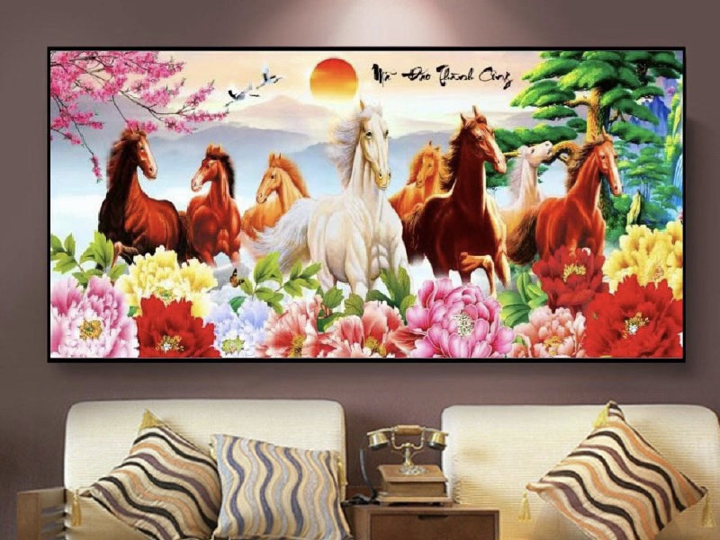 Tranh thêu kín chữ thập Hoa cẩm tú cầu 6495, kích thước 50 x 76 cm