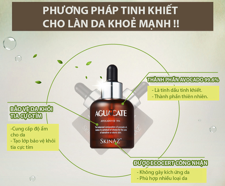 Tinh Chất Bơ 99,6% Aguacate Skinaz Dưỡng Da Cao Cấp