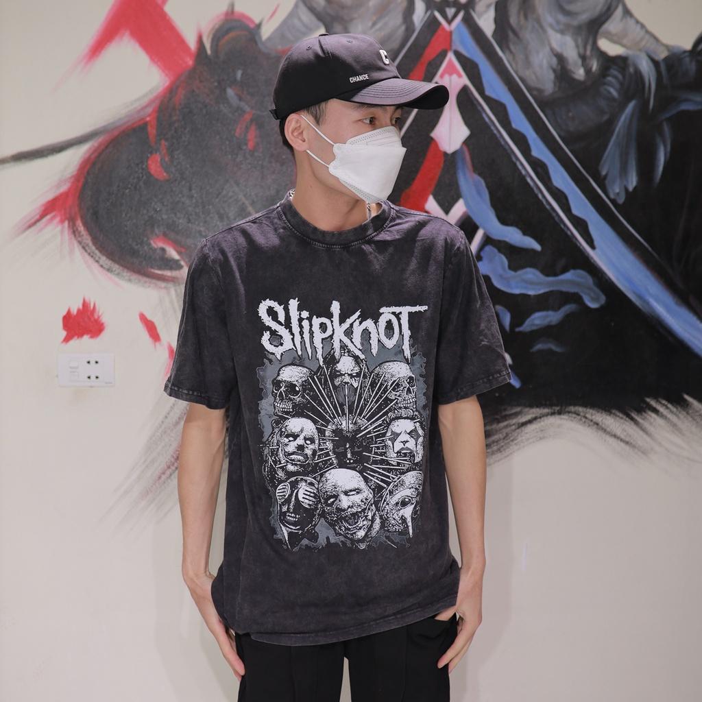 Áo thun loang đen SLIPKNOT tay lỡ nam nữ chất liệu cotton 100% cao cấp dáng unisex