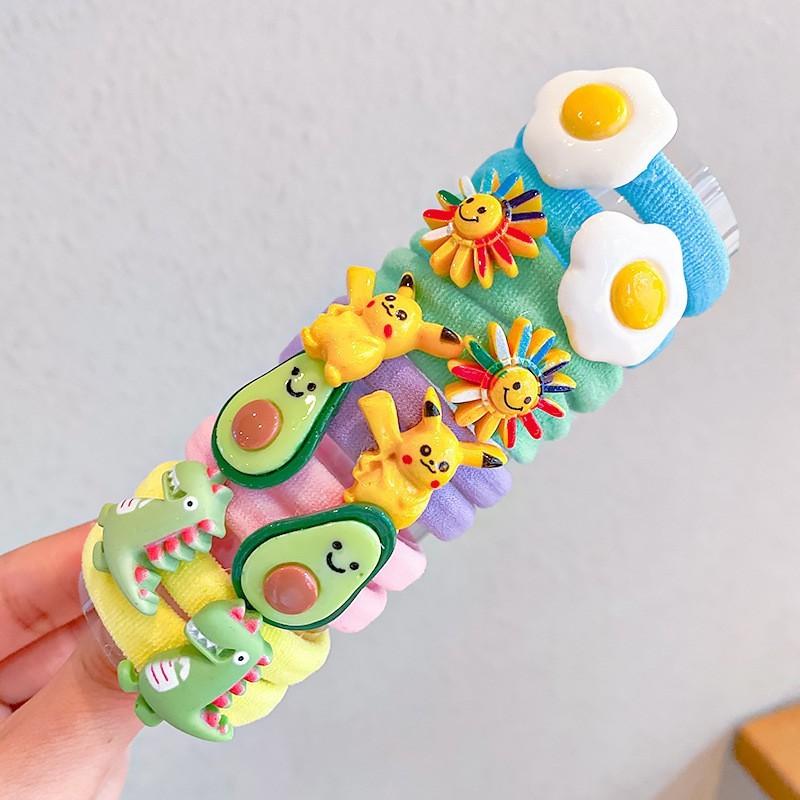 Set 10 dây chun buộc tóc cho bé gái, hình ngộ nghĩnh phong cách Hàn Quốc – PKT01