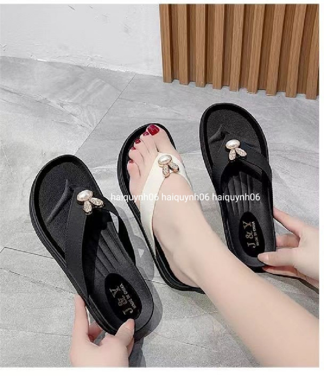 Dép lê nữ xỏ ngón quai ngang đế xuồng thời trang cute