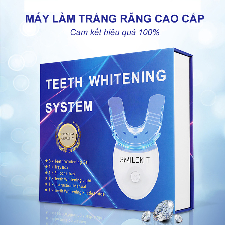 Máy Tẩy Trắng Răng Smile Kit Giúp Làm Trắng Răng Được Nha Sĩ Khuyên Dùng Công Dụng Tốt Như Miếng Dán Trắng Răng Baking Soda Trắng Răng Giúp Lấy Cao Răng Tại Nhà - Tặng Kem Đánh Răng Trắng Răng