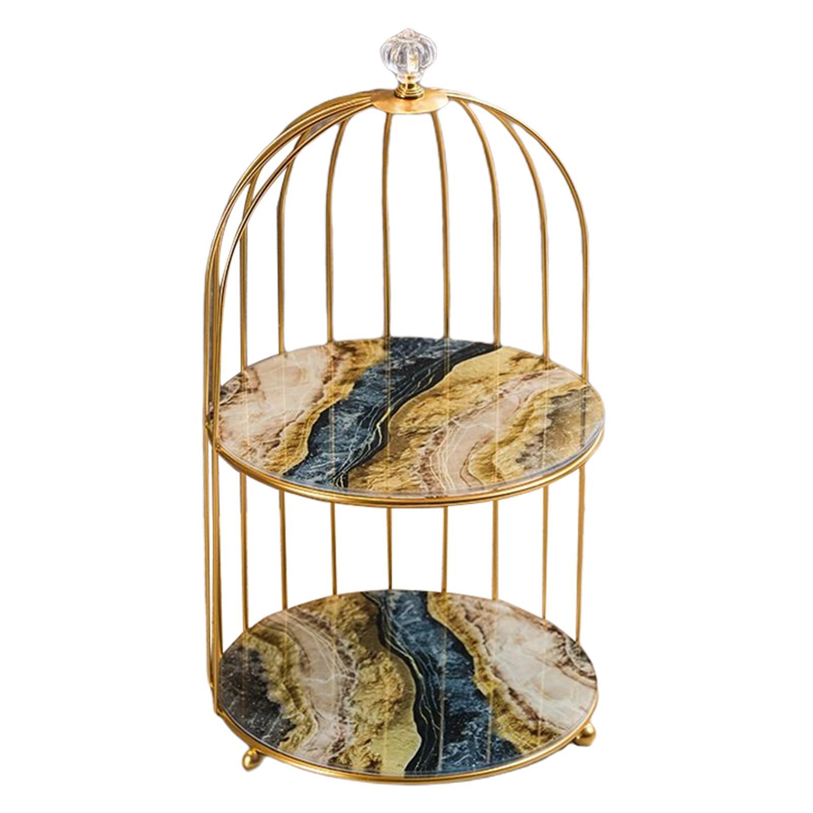 Iron Bird Cage Cosmetic Organizer Bathroom Storage Rack Dresser Holder Stand