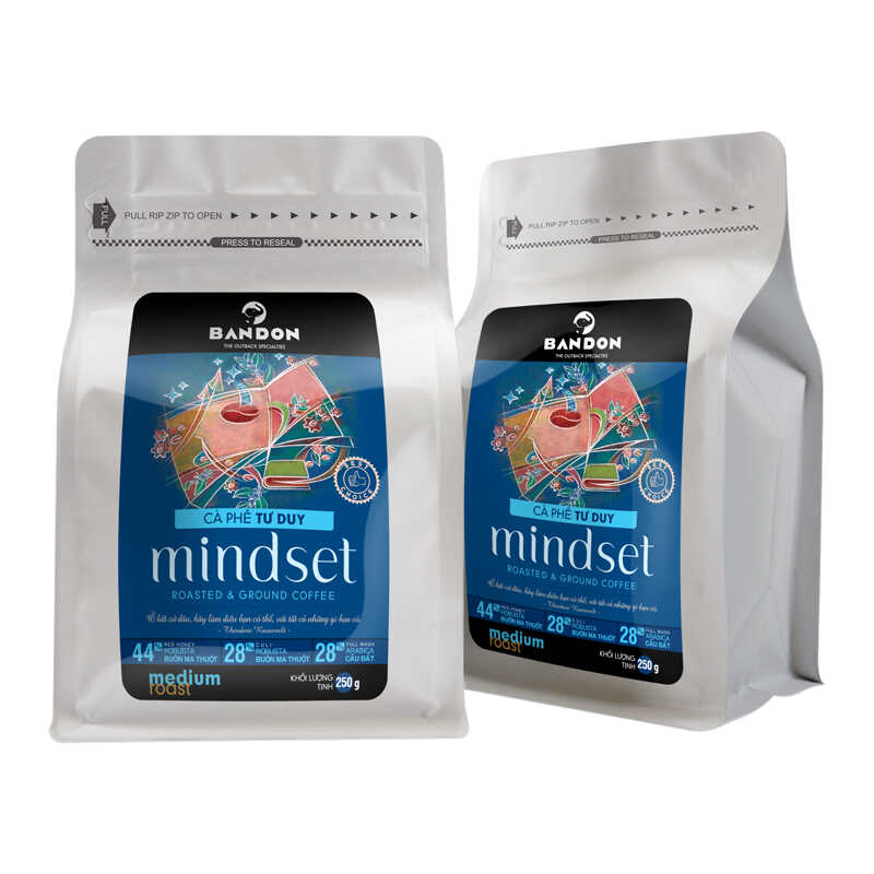 Cà phê phin nguyên chất  mộc sạch BANDON MINDSET 250g đắng đậm, hậu ngọt, thơm mạnh - cà phê đặc sản (28% Arabica Cầu Đất, 28% Robusta Culi, 44% Robusta Buôn Ma Thuột red honey)