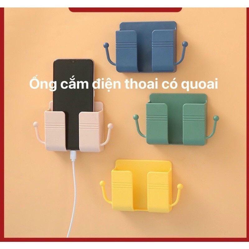 Kệ Dán Tường Có Tai Để Remote, Đồ Dùng - Giá Đỡ Điện Thoại Có Móc Treo Chìa Khóa, Dây Sạc