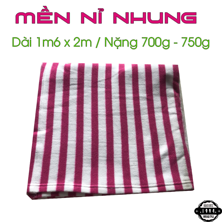 Chăn mền Len sọc xanh dương 1m6 x 2m / 800g - 900g - đỏ