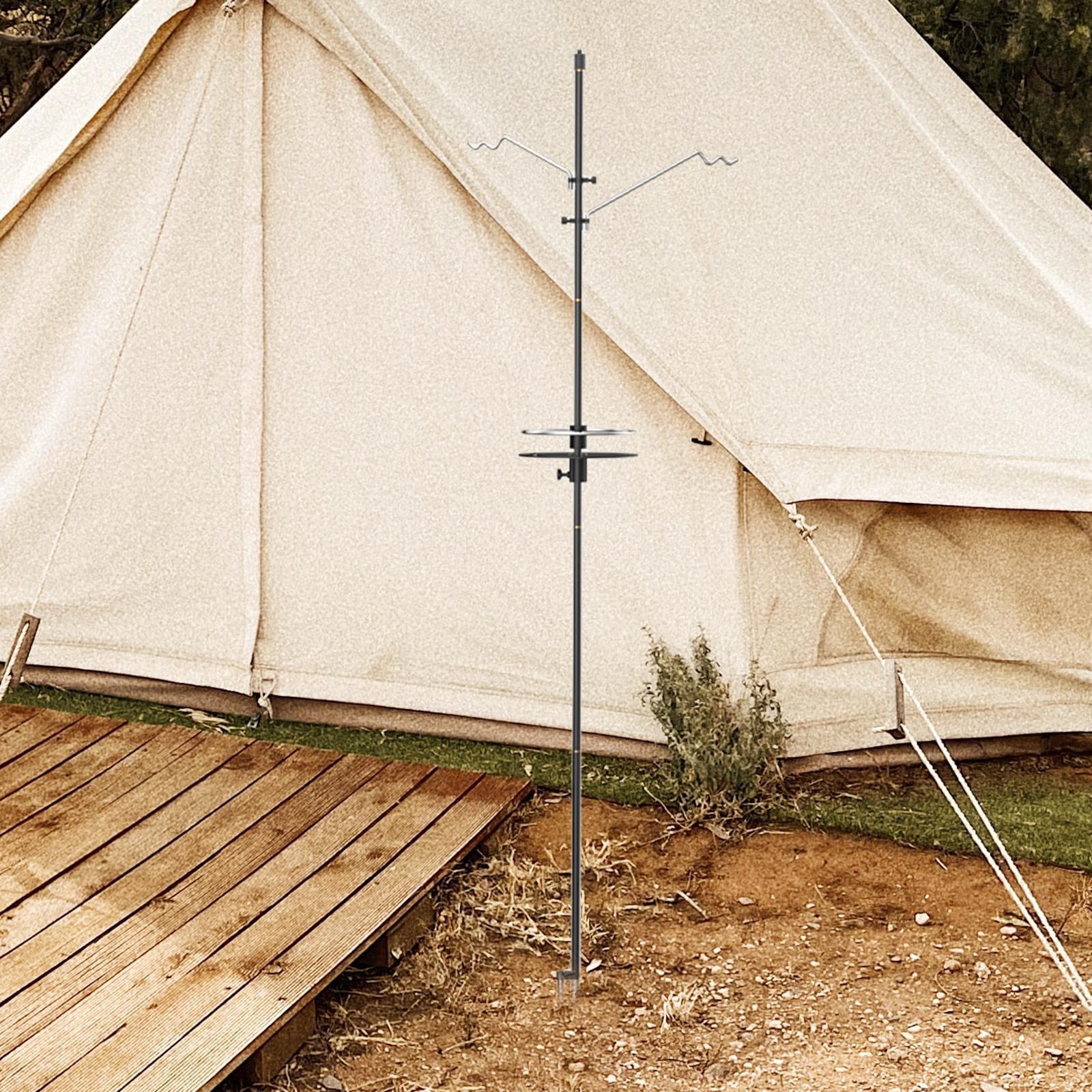 Camping Lantern Stand, Lantern Pole Hanger, Detachable Adjustable Light Holder, Camping Light Pole, for Fishing BBQ Backpacking Traveling Garden