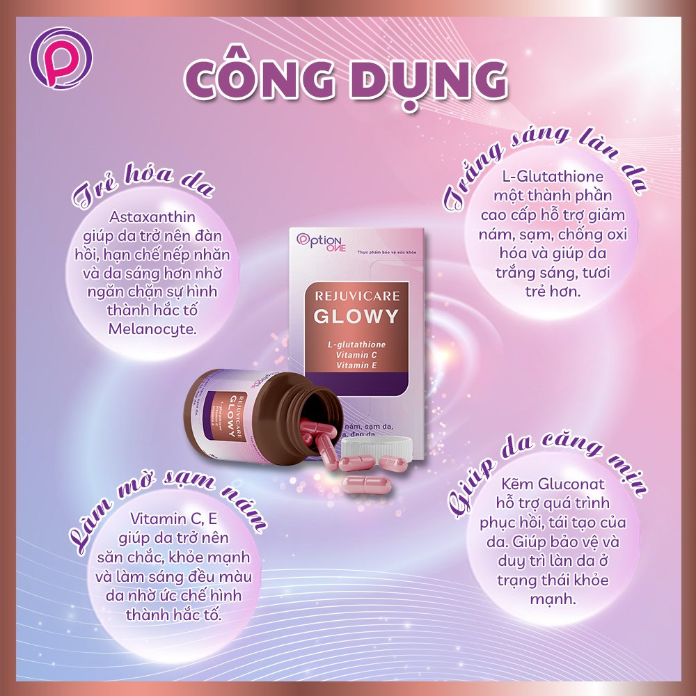 [COMBO 3 HỘP] Viên uống trắng da giảm nám Glowy Rejuvicare - 30 viên/ hộp