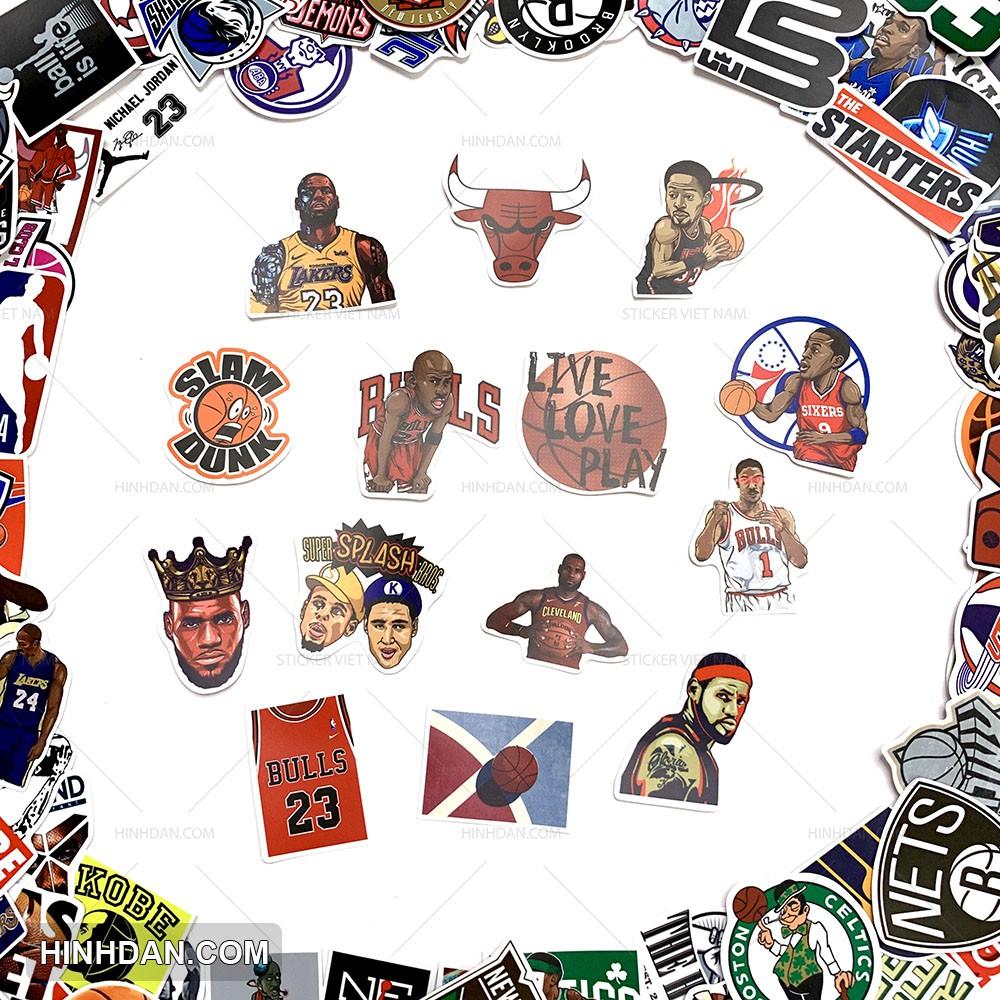NBA Sticker - Hình dán Bóng Rổ - Dán Trang Trí - Chất Liệu PVC Cán Màng Chất Lượng Cao Chống Nước, Chống Nắng, Không Bong Tróc Phai Màu - Kích thước 4-7cm