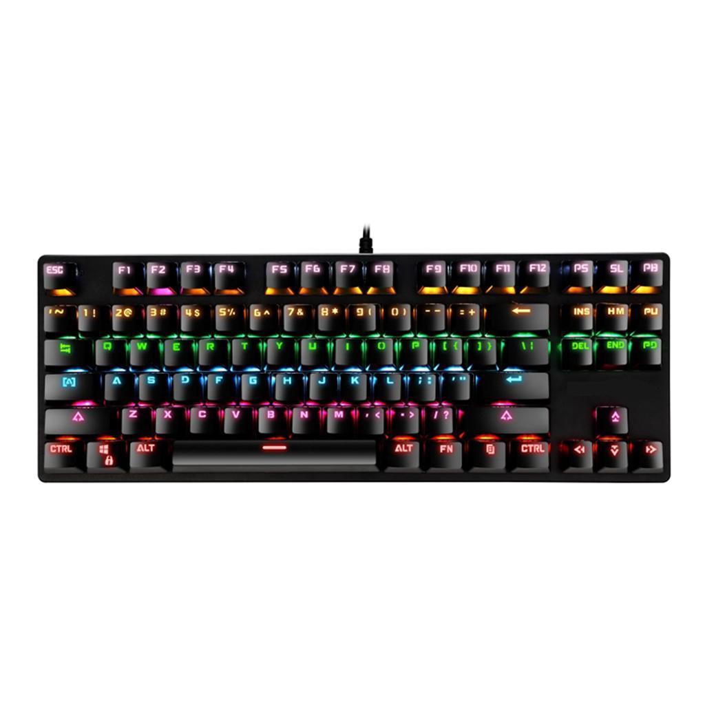 87 Keys Usb Wired Mechanical Keypad RGB Backlight Gaming PC Keyboard Black