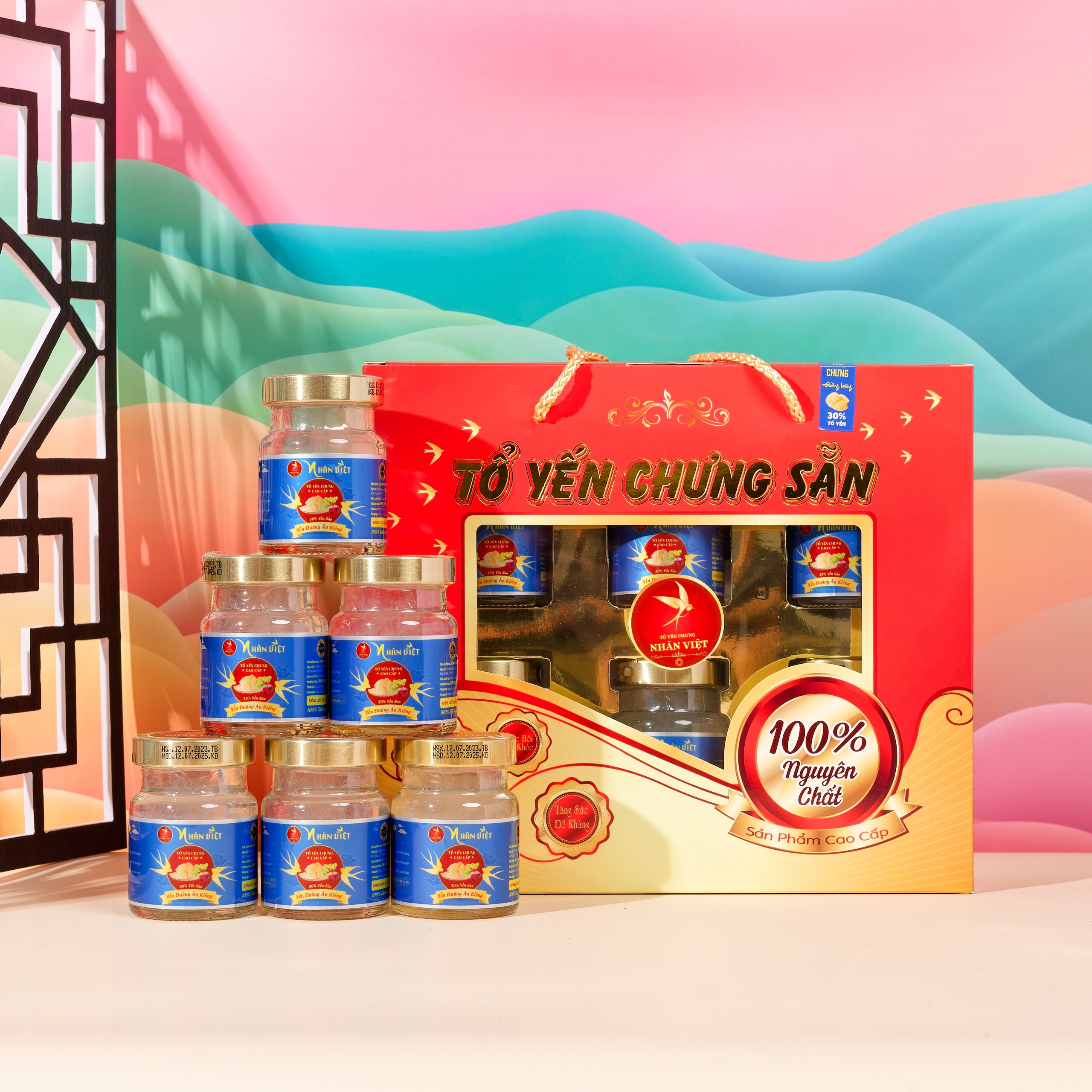 Hộp Quà 6 Hũ Yến Sào Chưng Đường Kiêng Nhân Việt 30% Yến 70ml/Hũ