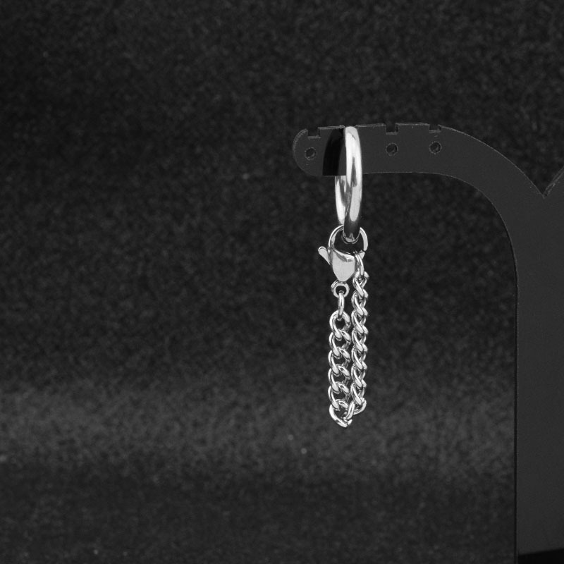 1 ĐÔI Khuyên tai không đối xứng xích dài punk rock cá tính