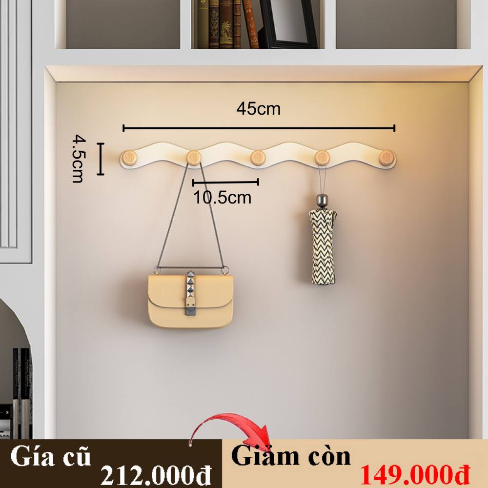 Móc treo lượn sóng Dola Home sử dụng miếng dán không khoan đục không hại tường không hại cửa mở rộng không gian treo đồ