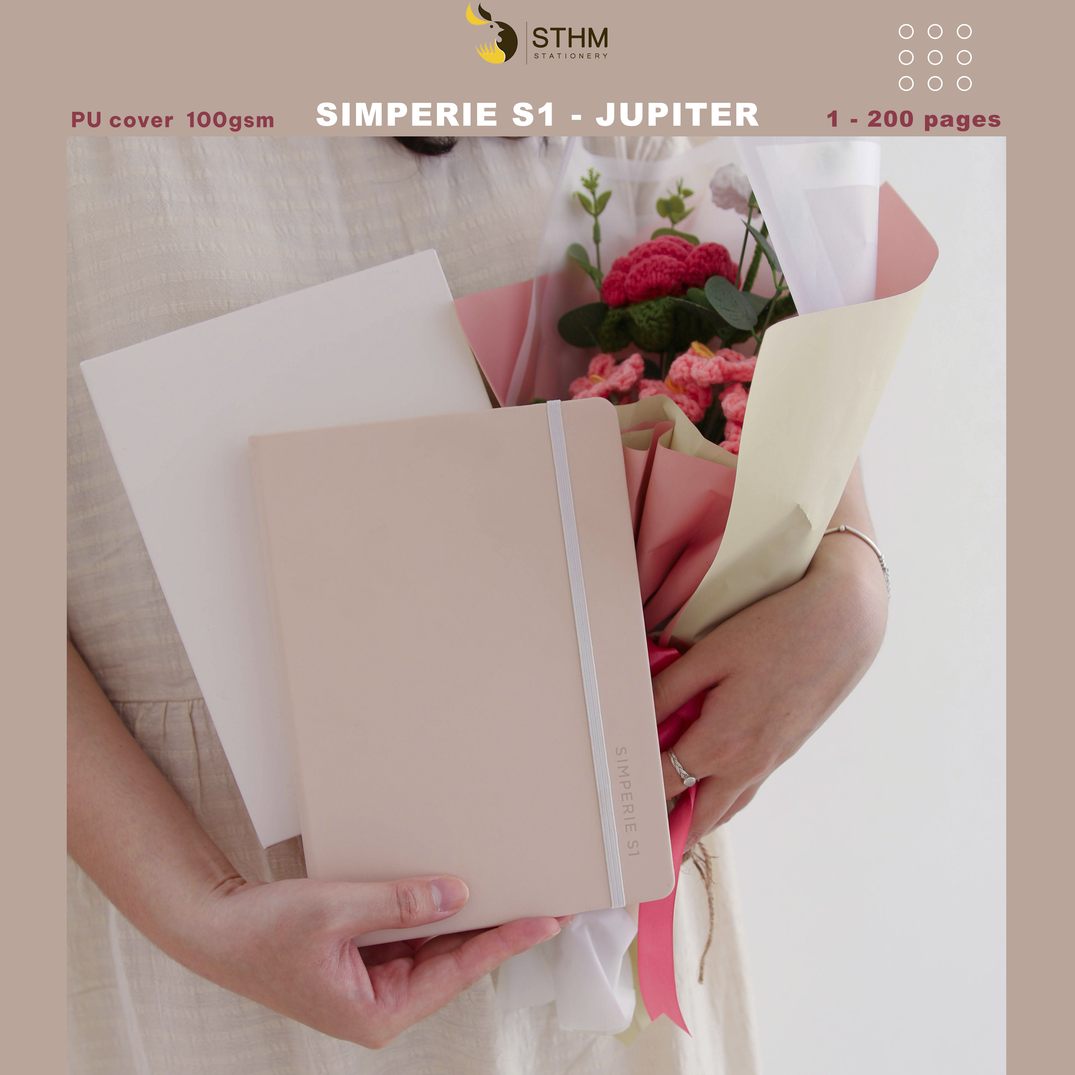 - SIMPERIE S1 - Jupiter - Sổ tay bìa cứng da PU - 200 trang có đánh số