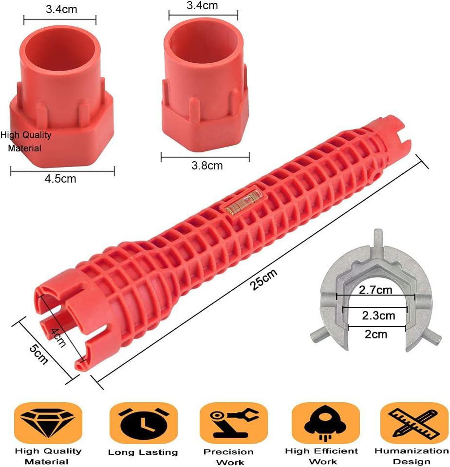 Cờ lê vặn vòi đa năng Cờ lê ống trộn hai đầu có ổ cắm Cờ lê tháo rời Vòi chống trượt Dễ dàng sử dụng cho nhà bếp, phòng tắm, vòi, bồn rửa, Thợ sửa ống nước - Đỏ