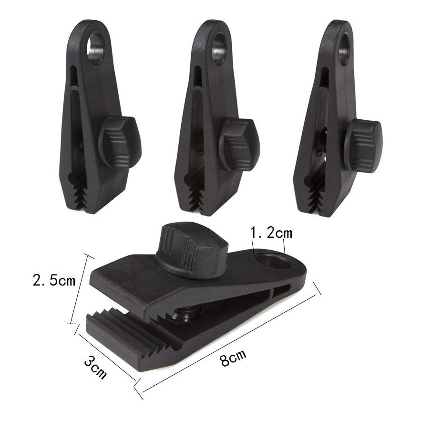 10/12Pcs Awning Tarp Clamp Set Tent Clips 10 Clip+Black Bungee