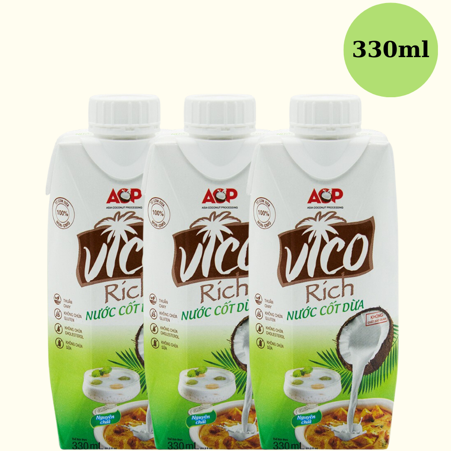 Nước Cốt Dừa Nguyên Chất VICO RICH - 330ml - THƠM - NGON - BÉO