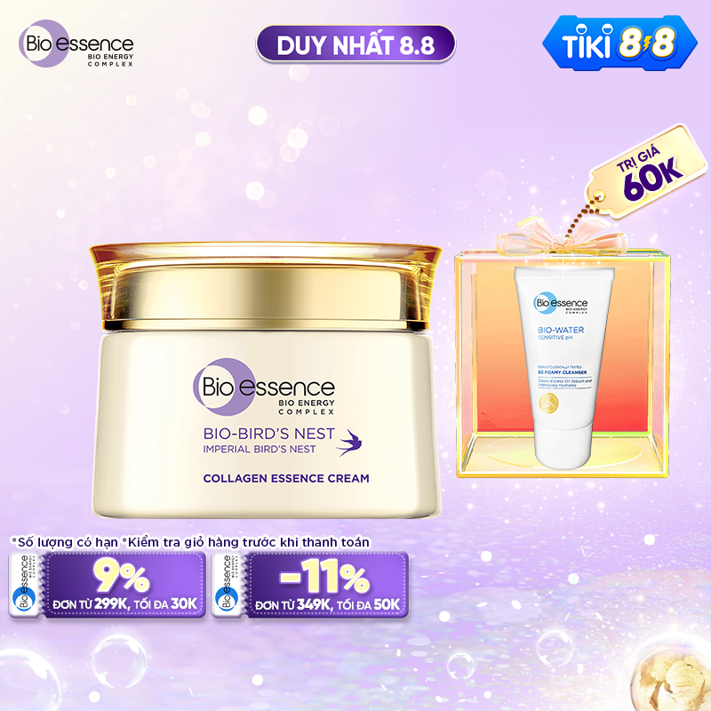 Kem dưỡng da tươi sáng căng mọng Bio-essence Bio-Bird's Nest Collagen Essence Cream 50GR