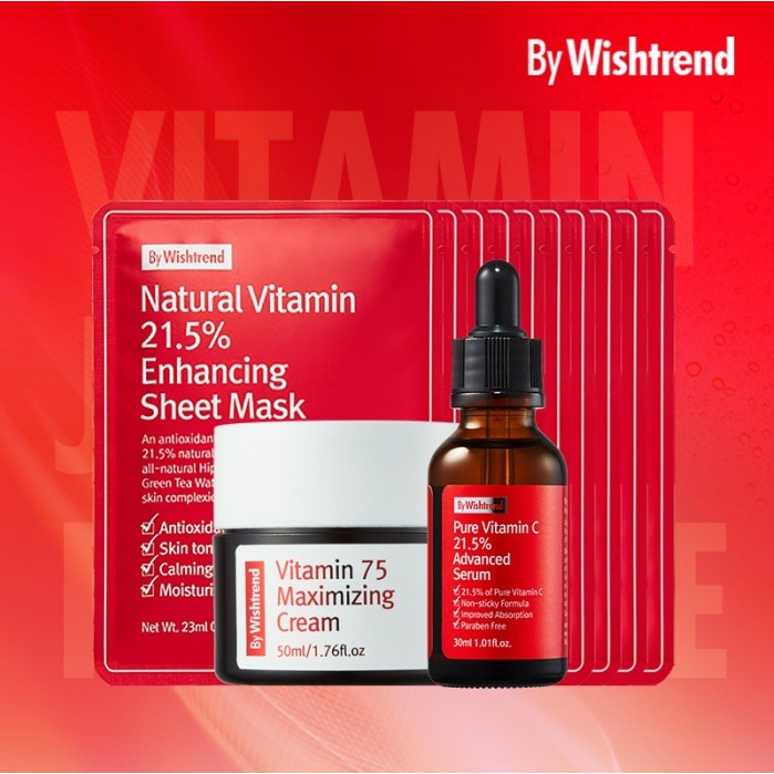 Combo 3 Mặt Nạ Chống Lão Hóa By Wishtrend Natural Vitamin 21.5% Enhancing Sheet Mask 23g x 3