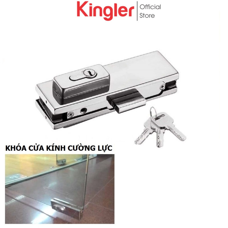 Khóa Cửa Kính Cường Lực, Khóa Sàn Inox, Khóa Sàn Cửa Kính Cường Lực 10 - 12 ly, Khóa VVP Loại 2 Đầu Chìa. Kingler 3701