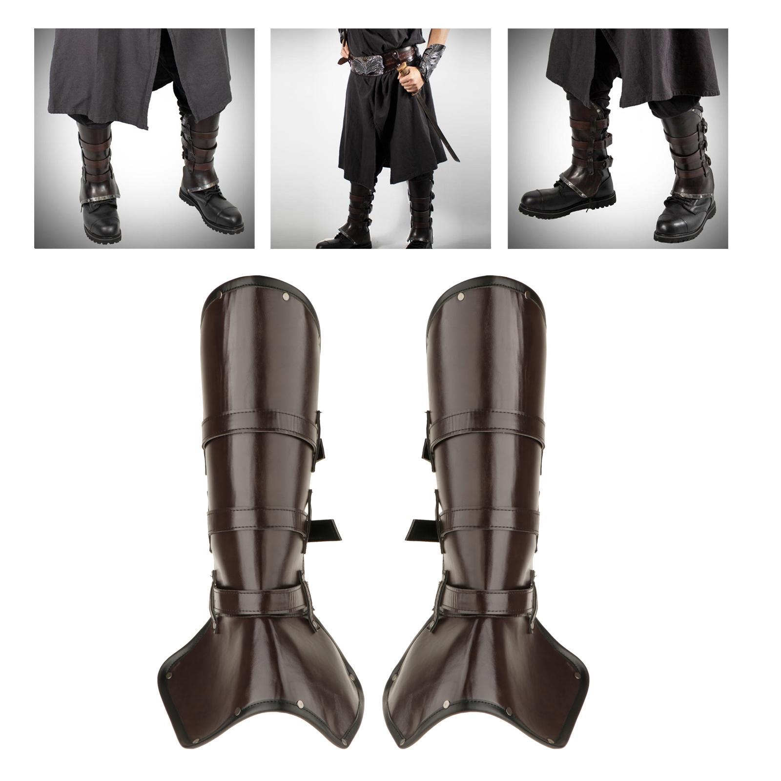 Leg Guard Cosplay Costume Shoes Cover Party Medieval PU Leather Leg
