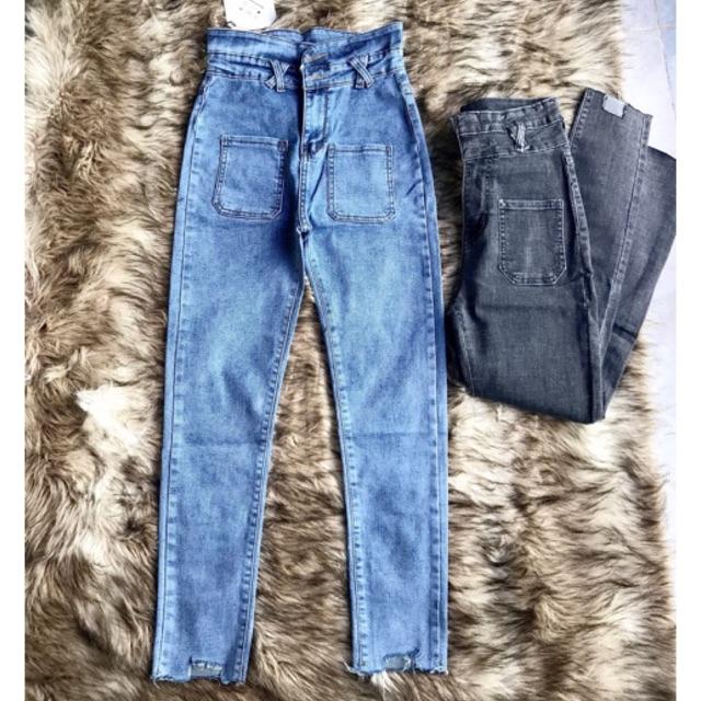 Quần jeans lưng siêu cao dáng ôm co giãn- hình thật shop tự chụp