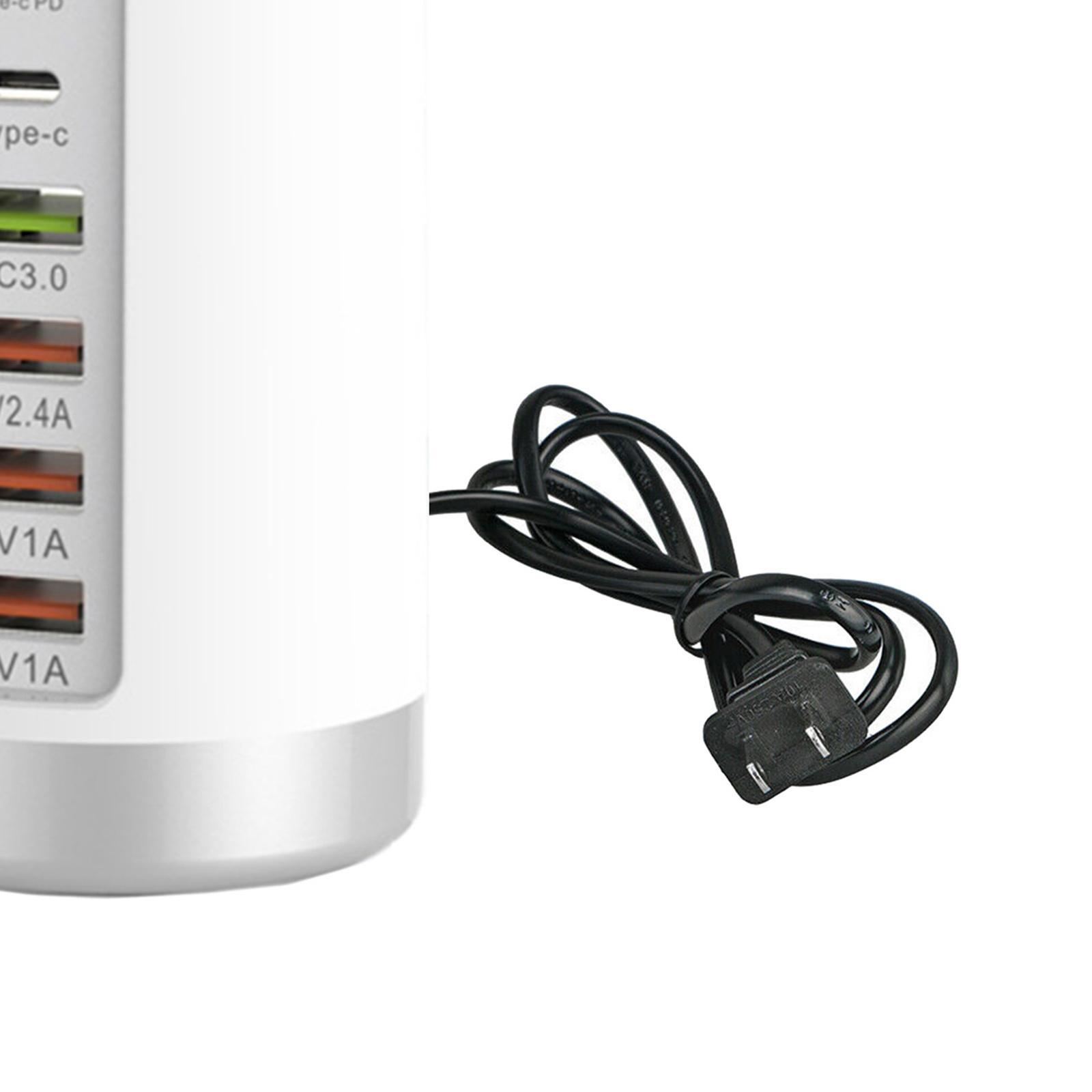 Multi 6 Port USB Charging Station Hub  Desktop Phone Charger Organizer