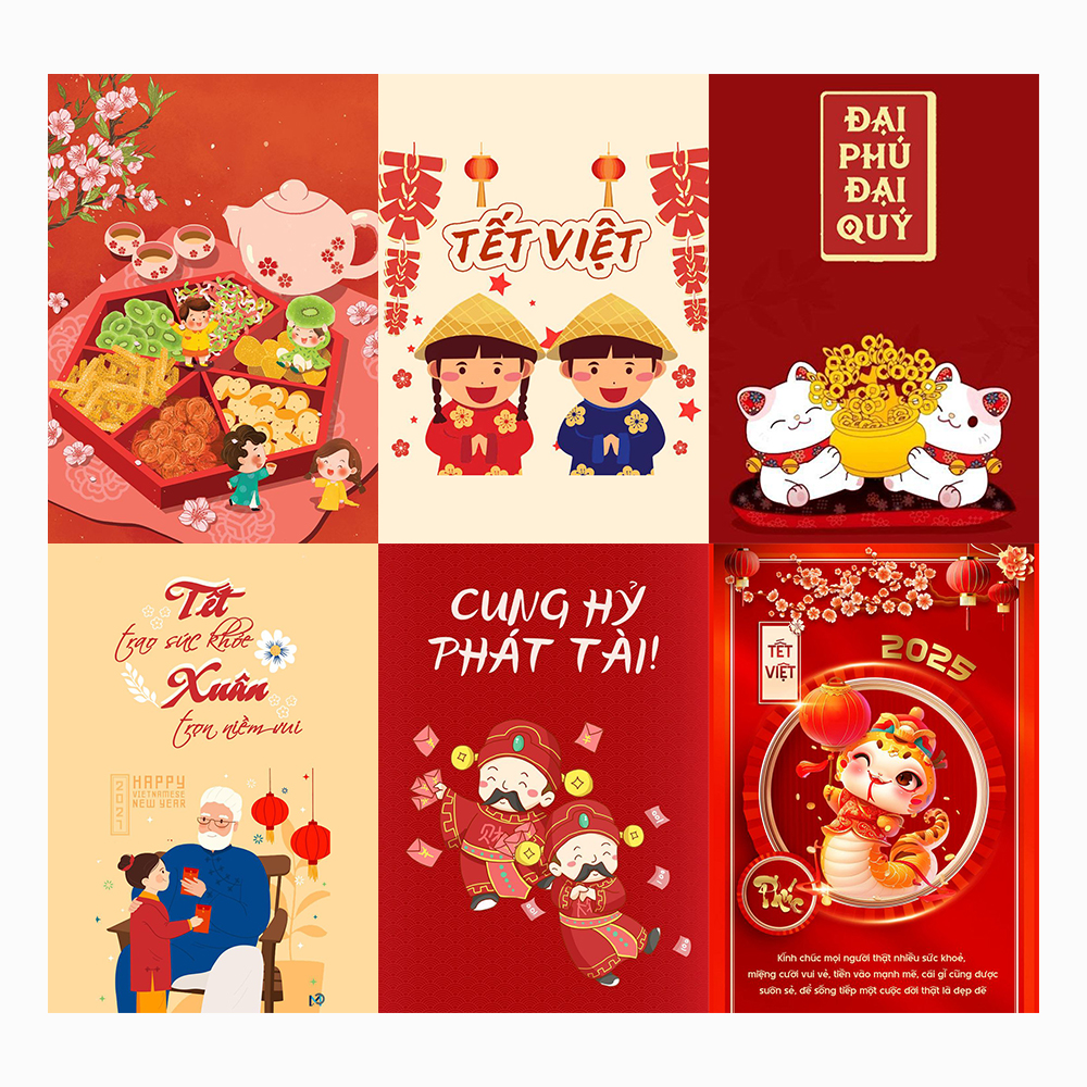 [Giấy] A5 In Màu - Set 50 Tờ Poster Giấy Dán Tường - HÌNH CHÚC MỪNG NĂM MỚI - Decor Trang Trí Nhà | MS: 111605