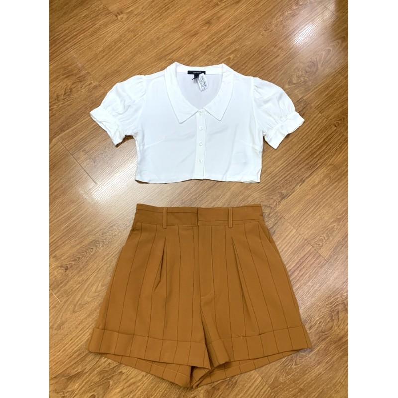 Áo sơ mi croptop tay phồng F21