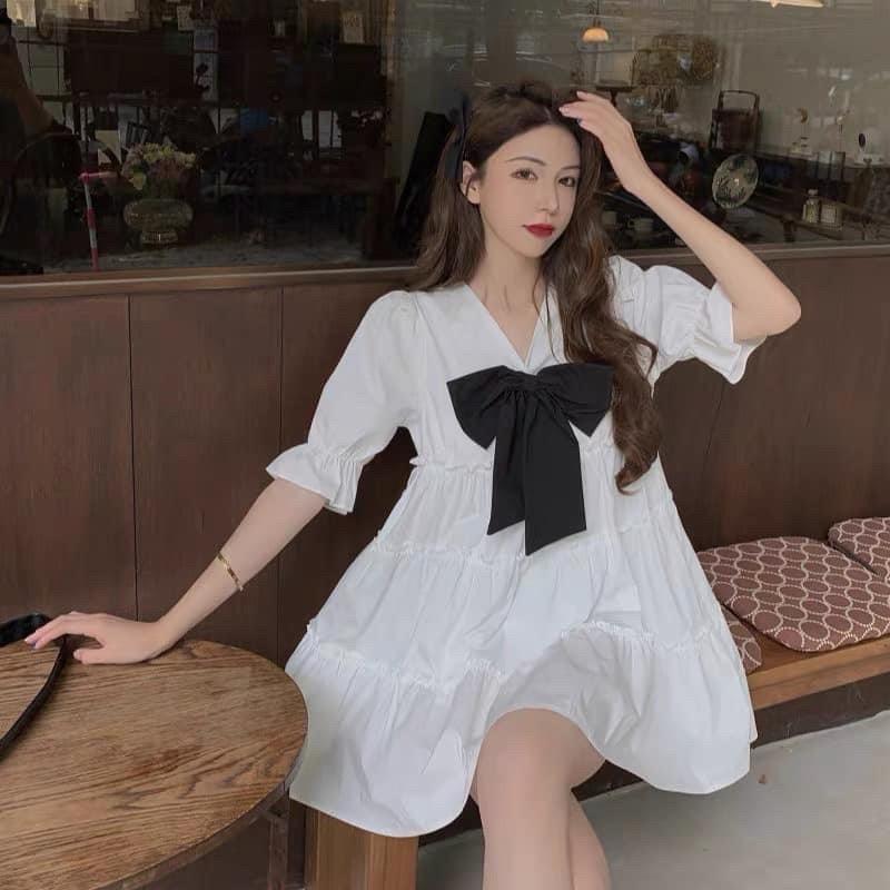 Đầm váy nữ babydoll phối nơ xinh xắn, cute dành cho các công chúa diện đi dạo phố, đi chơi