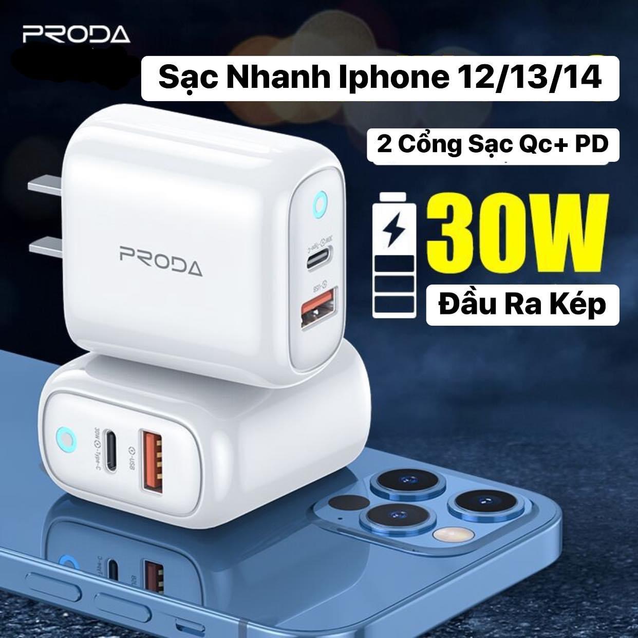 Củ Sạc Nhanh 65W Proda Remax 2 Cổng Sạc/Sạc Nhanh Cho Laptop/Ipad/Samsung/Oppo/Vivo..-Hàng Chính Hãng