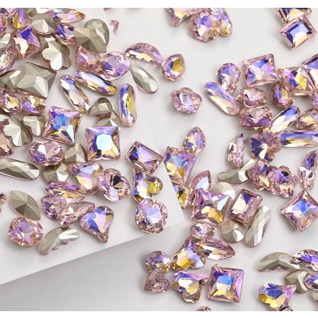 Hủ 10 Viên Đá Khối Hồng Ngũ Sắc Ánh Vàng Gold