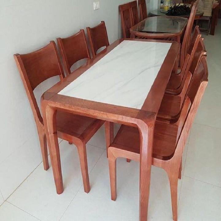 Bộ bàn ăn 6 ghế mặt đá gỗ sồi Nga