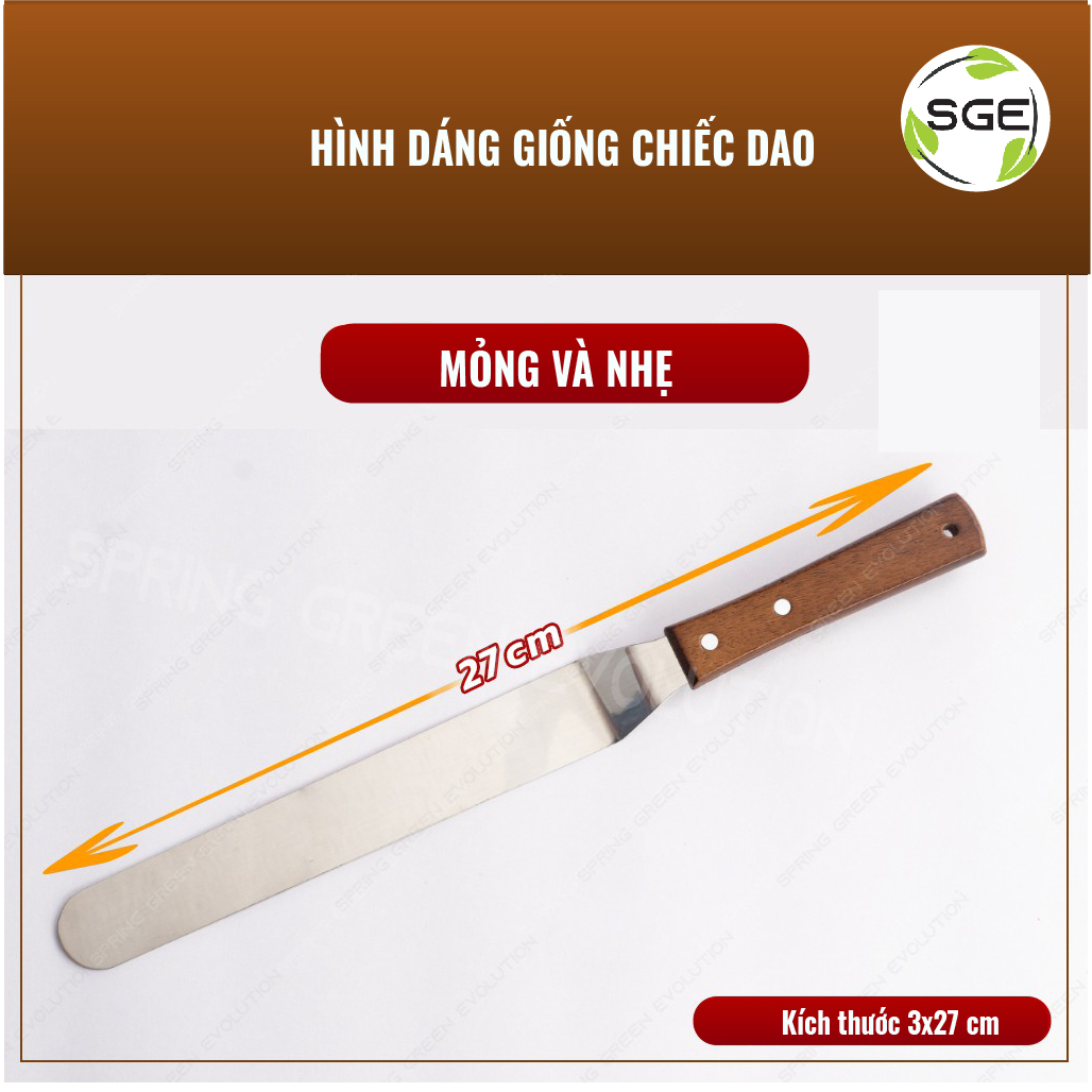 Dao Chà Láng Bánh/ Dao Lấy Bánh, Xẻng Phết Bánh Kem Spatula Model BS. Có 4 Kích Thước, Chất Liệu Inox Cao Cấp, Tay Cầm Gỗ, Siêu Nhẹ. Hàng Nhập Khẩu Chính Hãng Thái Lan