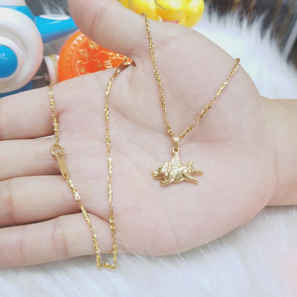 Dây Chuyền Trúc Mặt Heo Đúc Nhẹ Titanium Mặt Tượng Cao Cấp- Dùng tắm rửa thoải mái không