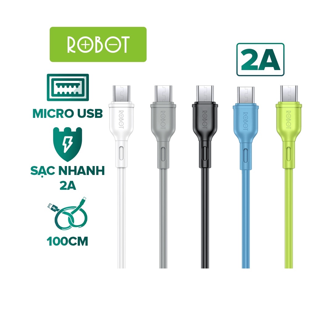 Cáp Sạc Nhanh Micro ROBOT RBM100S Tương Thích Với Các Thiết Bị Android - Hàng Chính Hãng