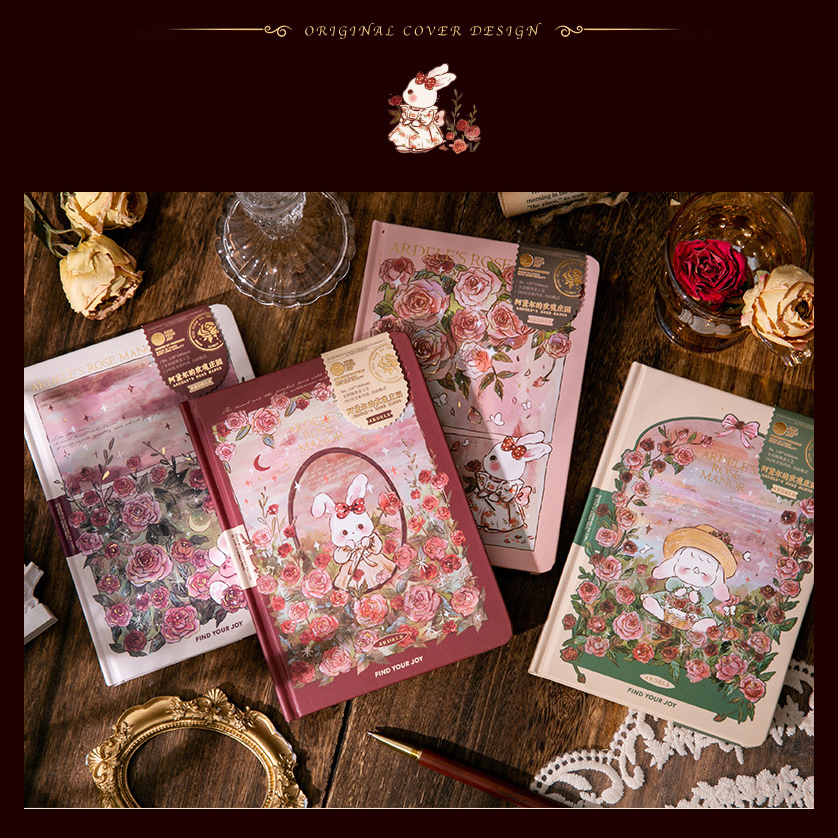 Sổ Tay Bìa cứng - sổ nhật kí phong cách cổ điển , vintage siêu đáng yêu - Bunny And Rose