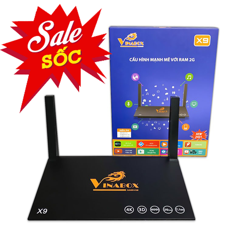 VinaBox X9 - Ram 2G/16G - Truyền Hình OTT Miễn Phí - Siêu Phẩm Trở Lại - Chất Lượng Bền Lâu - Hàng Chính Hãng