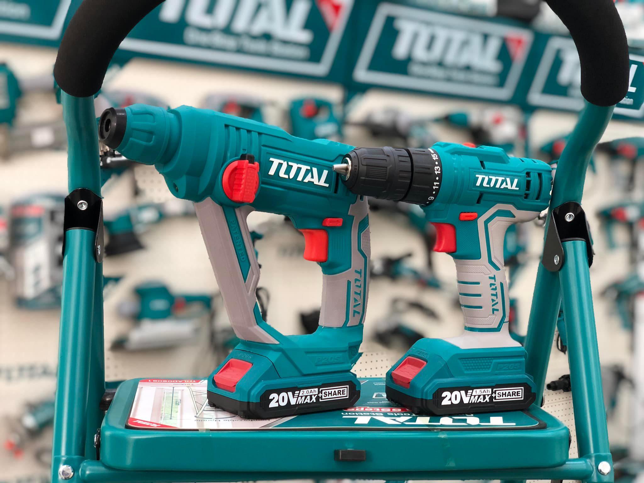 BỘ COMBO MÁY KHOAN ĐỘNG LỰC VÀ MÁY KHOAN DÙNG PIN 20V  TOTAL TCKLI2008 - HÀNG CHÍNH HÃNG