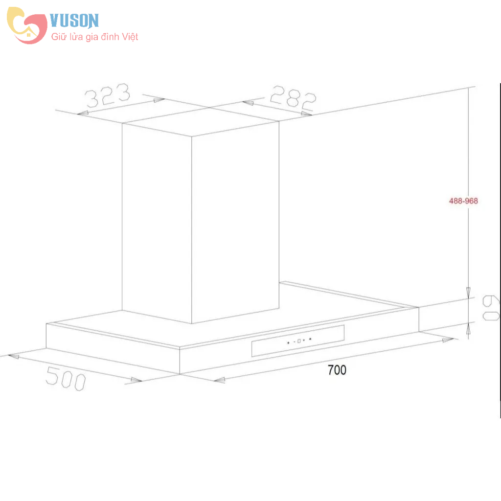 Máy Hút Mùi Chef's R107E9D - Hàng chính hãng