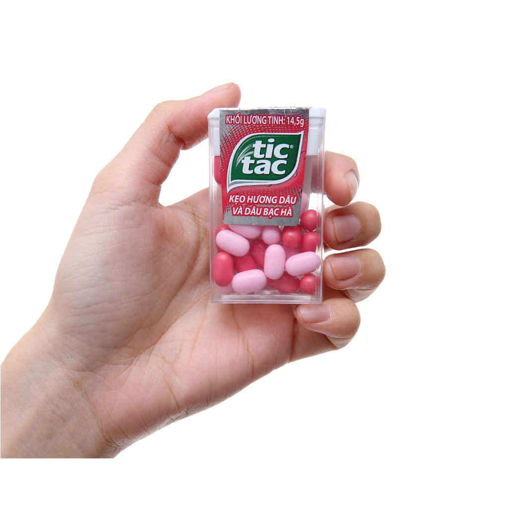 Lốc 12 hộp Kẹo ngậm TicTac vị Dâu Bạc hà 14.5gr