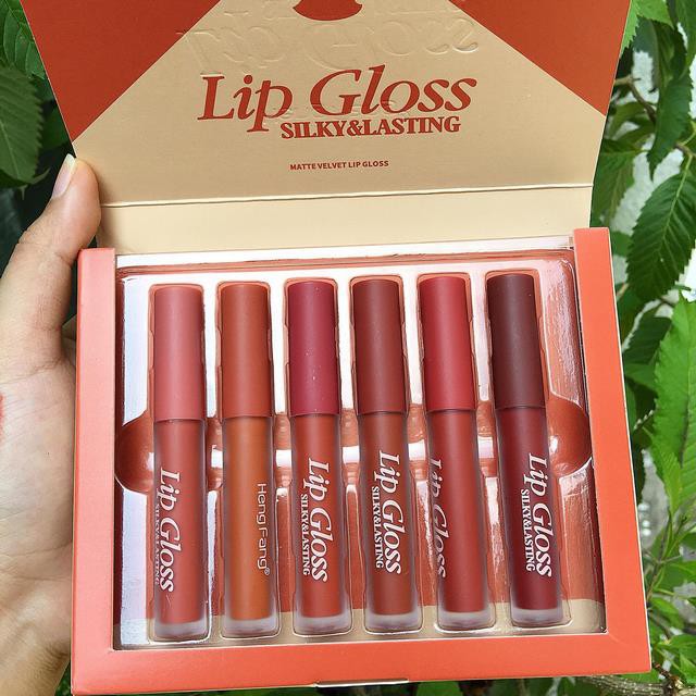 Set 6 son kem kháng nước lâu trôi và giữ ẩm cho môi Hengfang Lip Gloss Silky&amp;Lasting