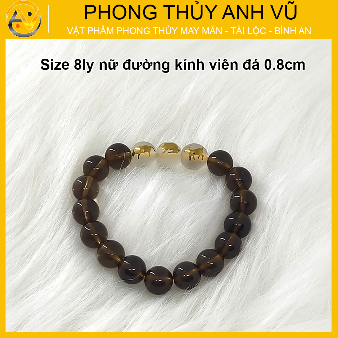 Vòng thạch anh đen khói tam hợp hợi mão mùi - size 8 10 12ly - may mắn taì lộc - Vòng Tam Hợp Anh Vũ
