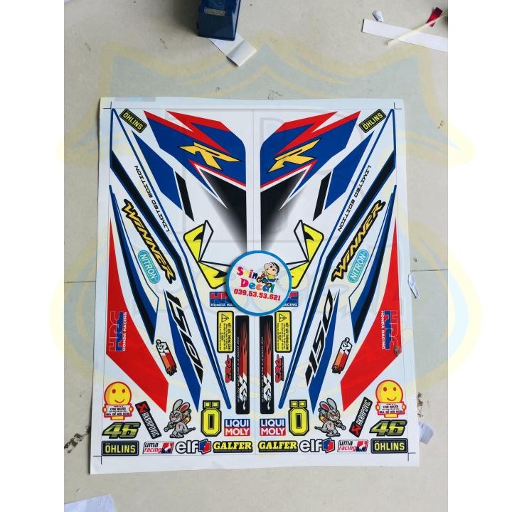 Tem rời xe winner R trắng xanh