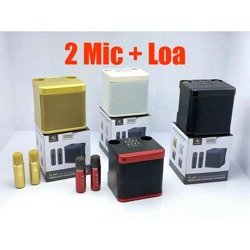 Micro Kèm Loa Bluetooth YS 203, 2 Mic Song Ca, Echo Hay