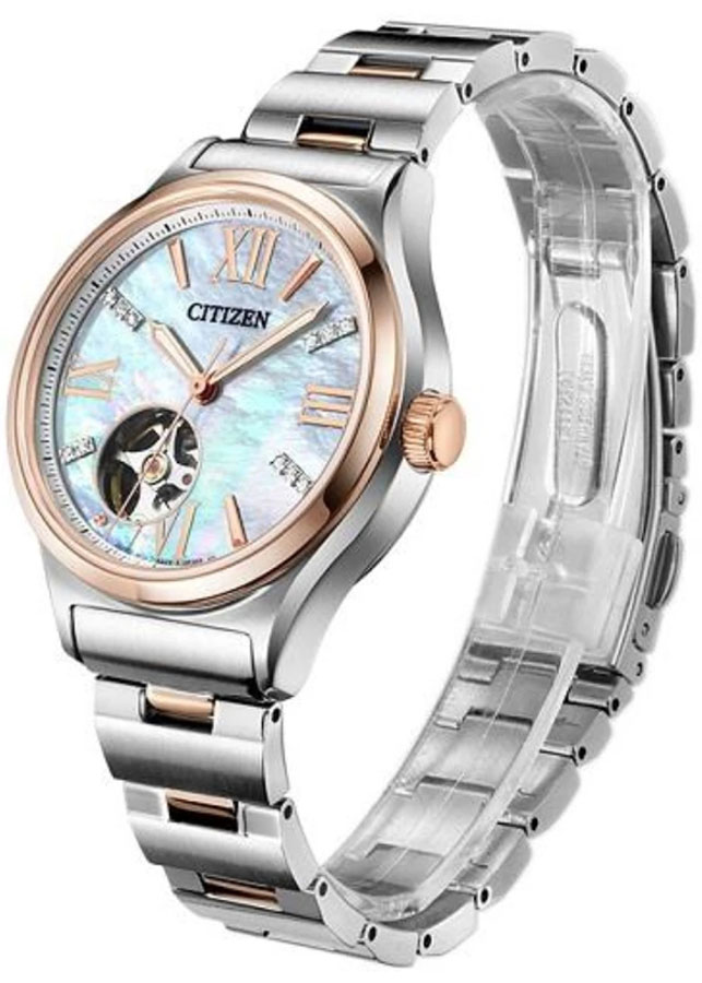 Đồng Hồ Nữ Citizen Đính Đá Swarovski Dây Thép Không Gỉ PC1009-51D - Mặt Xà Cừ (Sapphire)