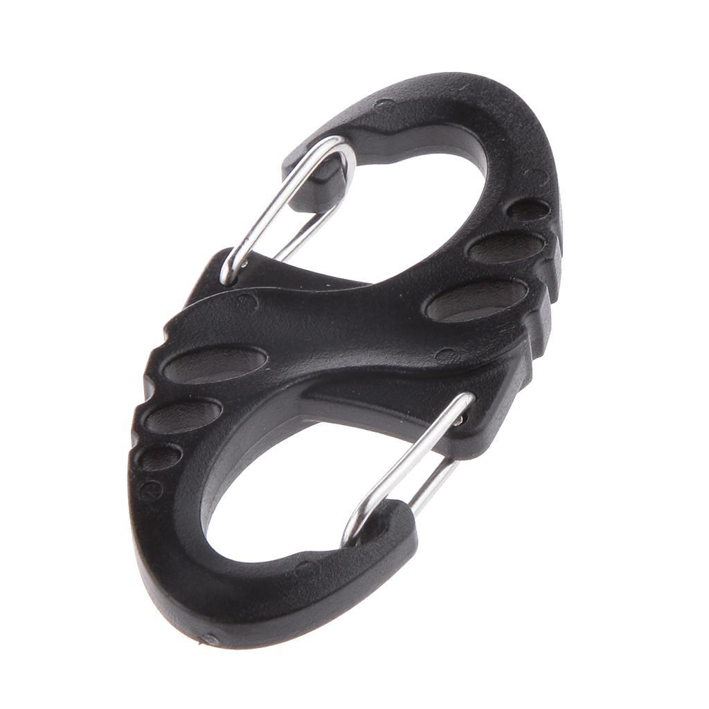 10pcs S Type Keychain Keyring Outdoor Camping Hiking Carabiner Hook Black
