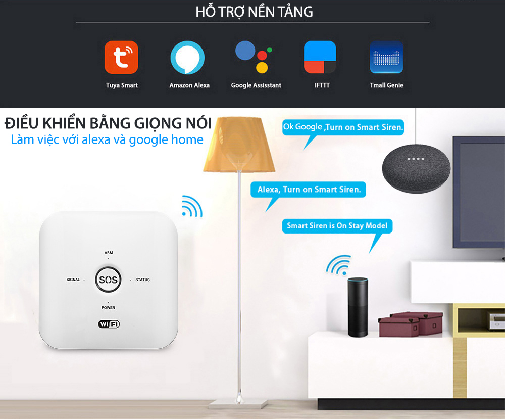 Bộ báo động chống trộm qua điện thoại wifi + sim GSM