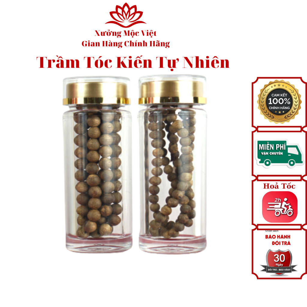 Vòng Tay Trầm Hương Chuỗi Tràng Hạt 108 Tóc Kiến Chuẩn Tự Nhiên Xưởng Mộc Việt - Size 6/7/8mm Dành Cho Nam Nữ, Mang Lại May Mắn, Bình An